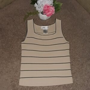 JAC Size S, Tan w Black Stripe Casual Dressy Office Top